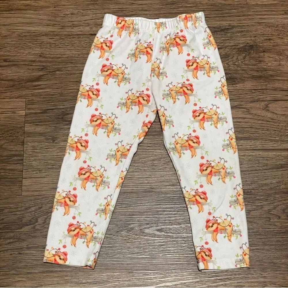 Charlie’s Project Sloth Christmas Holiday Pajamas White Orange Red Size 2T